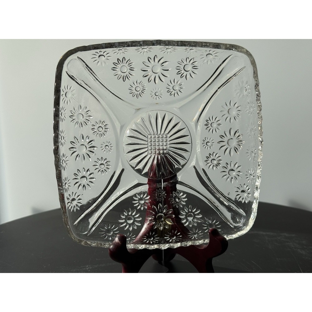 Hazel‎ Atlas "Crazy Daisy" Vintage Relish Dish  Circa 1950 - 6" | Glass Dish